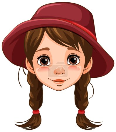 Illustration for A cute woman with braids wearing a hat, illustrated in a vector cartoon style - Royalty Free Image