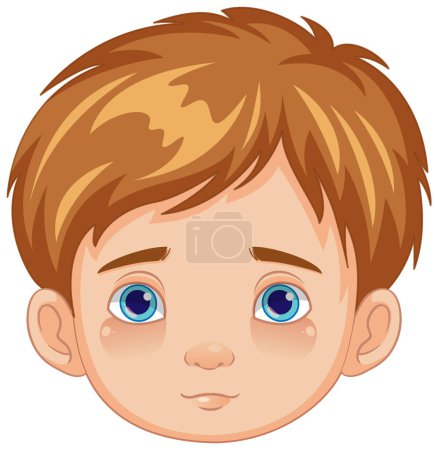 Illustration for Illustration of a young boy with a neutral facial expression in a vector cartoon style - Royalty Free Image