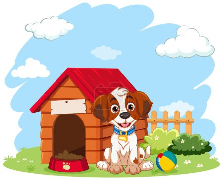 Ilustración de Juguetón perro con perro casa ilustración - Imagen libre de derechos
