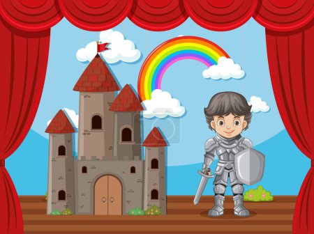 Illustration for Knight Boy's Stage Performance illustration - Royalty Free Image
