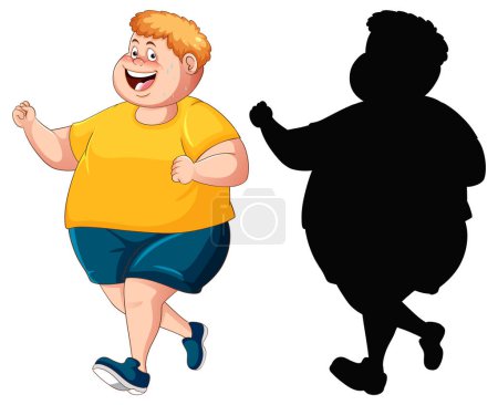 Illustration for A humorous illustration of an overweight man attempting to run - Royalty Free Image