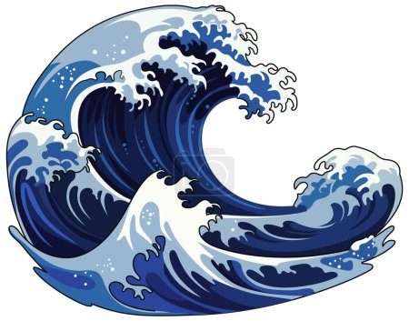 Illustration for A vector cartoon illustration of a traditional Japanese wave - Royalty Free Image