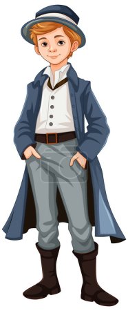 Illustration for A cartoon illustration of a man wearing a Victorian-style outfit - Royalty Free Image