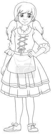Illustration for Illustration of a woman wearing a traditional German Bavarian outfit in vector cartoon style - Royalty Free Image