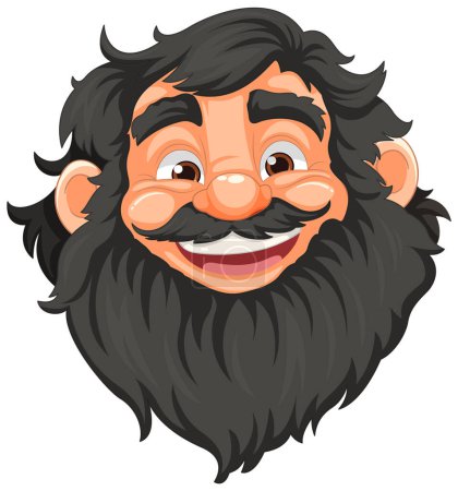 Téléchargez les illustrations : Illustration vectorielle joyeuse d'un homme âgé barbu et moustachu - en licence libre de droit