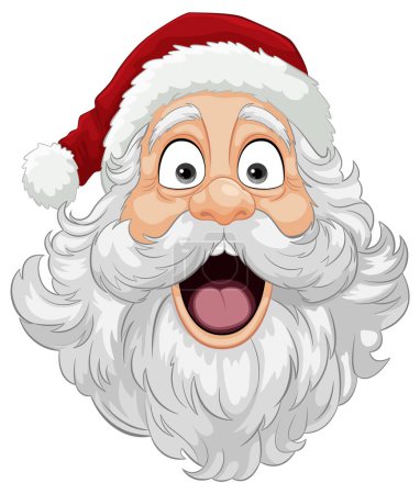 An illustration of Santa Claus with a surprised facial expression in a vector cartoon style