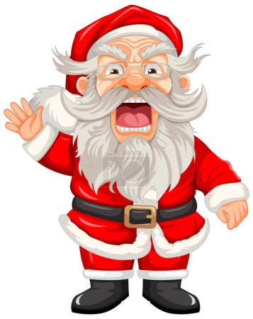 Ilustración de Personaje de dibujos animados de un anciano enojado con un traje de Santa Claus - Imagen libre de derechos