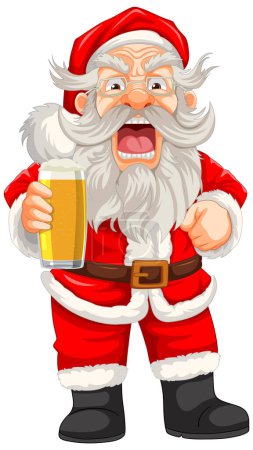 Illustration for Cartoon illustration of an angry old man wearing a Santa Claus outfit - Royalty Free Image
