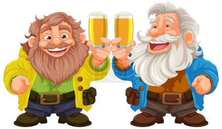 Ilustración de Feliz país viejos amigos disfrutando de una pinta de cerveza en celebración - Imagen libre de derechos