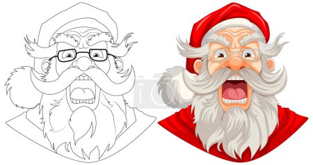 Ilustración de Un viejo enojado Santa Claus con barba y bigote - Imagen libre de derechos