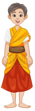 Illustration for Illustration of Thai and Cambodian monks in traditional attire - Royalty Free Image