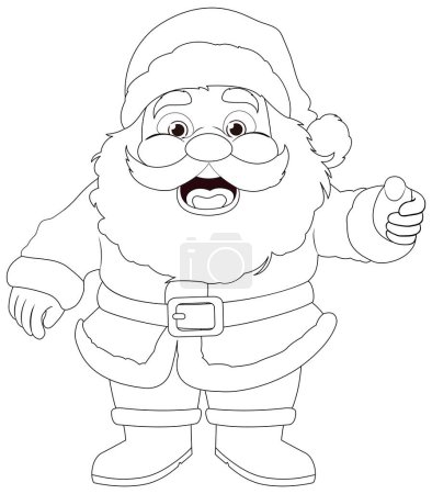 Téléchargez les illustrations : Un contour charmant pour les pages à colorier mettant en vedette un charmant personnage de dessin animé du Père Noël - en licence libre de droit