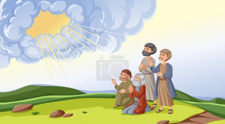 Illustration for God speaking to Noah in ancient religious scene - Royalty Free Image