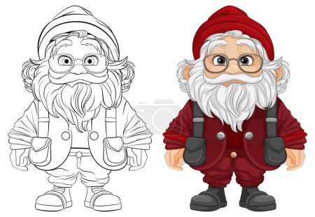 Téléchargez les illustrations : Illustration vectorielle d'un homme âgé habillé en gnome - en licence libre de droit