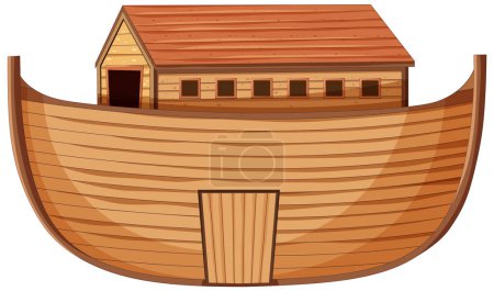 Illustration for A delightful and whimsical vector cartoon of a wooden house boat - Royalty Free Image