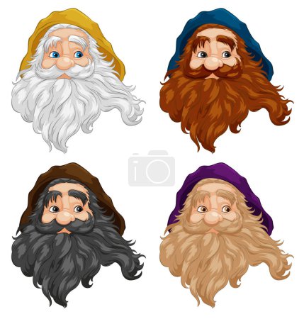 Ilustración de Un anciano sabio con barba larga y bigote - Imagen libre de derechos