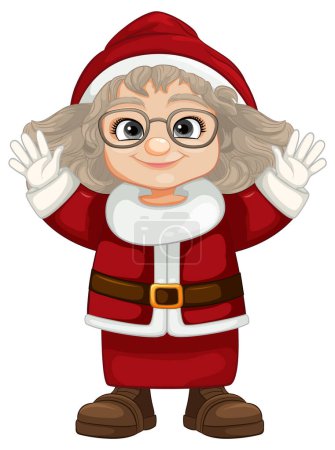 Illustration for A joyful female Santa Claus with glasses in a cartoon style - Royalty Free Image