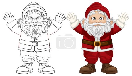 Illustration for Vector illustration of a Santa Claus cartoon character wearing a red hat - Royalty Free Image
