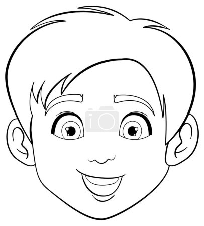 Téléchargez les illustrations : Illustration vectorielle de dessin animé du visage d'un homme pour la coloration - en licence libre de droit