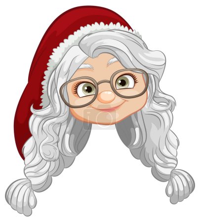 Téléchargez les illustrations : Illustration vectorielle d'une femme d'âge moyen portant un foulard et des lunettes - en licence libre de droit