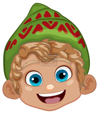 Téléchargez les illustrations : Un garçon heureux portant un bonnet de fête - en licence libre de droit