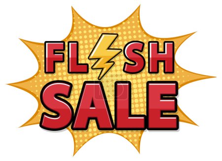 Ilustración de Banner llamativo de venta flash con un signo de rayo amarillo - Imagen libre de derechos