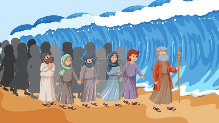 Téléchargez les illustrations : Religieux Moïse Histoire biblique dans la bande dessinée vectorielle Styl - en licence libre de droit