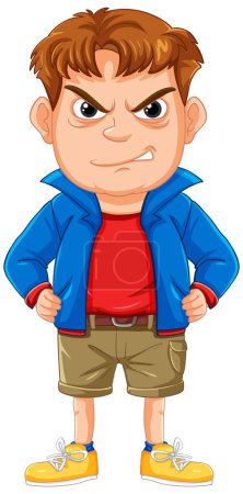 Illustration for An illustration of an angry boy cartoon character in a vector style - Royalty Free Image