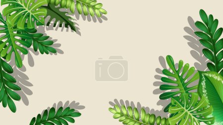 Téléchargez les illustrations : Illustration vectorielle colorée de plantes tropicales formant une bordure - en licence libre de droit