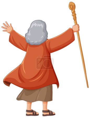 Téléchargez les photos : Illustration de Moïse tenant le personnel dans l'histoire religieuse - en image libre de droit