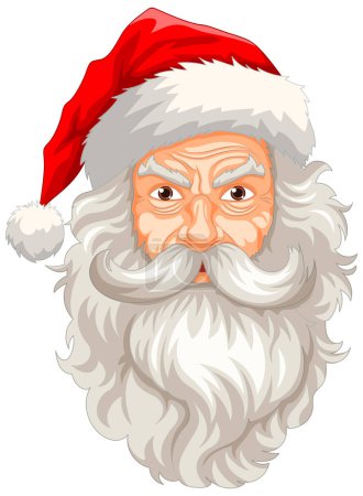 Ilustración de Un anciano enojado con un traje de Papá Noel con barba y bigote - Imagen libre de derechos