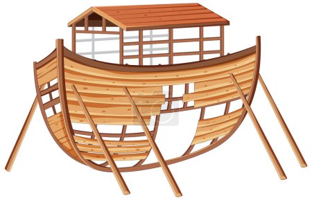 Illustration for Vector cartoon illustration of a wooden boat structure - Royalty Free Image