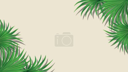 Illustration for A vibrant vector illustration featuring tropical palm plants forming a border frame on a colorful background - Royalty Free Image