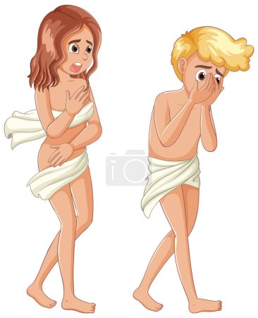 Téléchargez les illustrations : Illustration d'Adam et Eve dans l'histoire biblique - en licence libre de droit