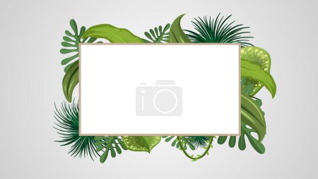 Téléchargez les illustrations : Illustration vectorielle colorée de plantes tropicales formant une bordure - en licence libre de droit