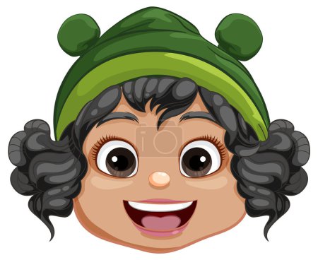 Illustration for A happy and plump girl wearing a cozy winter beanie hat - Royalty Free Image