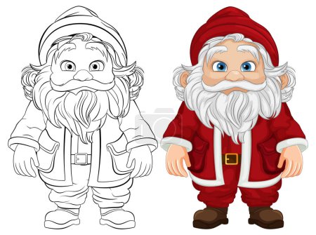 Téléchargez les illustrations : Père Noël debout avec une expression faciale surprise - en licence libre de droit
