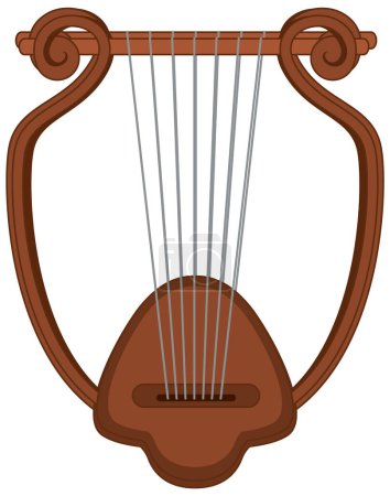 Téléchargez les illustrations : Illustration vectorielle d'une lyre isolée, un instrument de musique grec ancien - en licence libre de droit