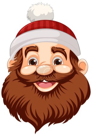 Téléchargez les illustrations : Illustration joyeuse d'un vieil homme barbu et moustachu - en licence libre de droit