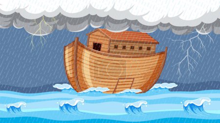 Téléchargez les illustrations : L'Arche de Noé Enduring a Torrential Rainstor - en licence libre de droit