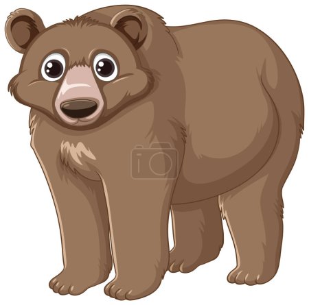 Téléchargez les illustrations : Un personnage de dessin animé ours mignon dans une pose debout sur un fond blanc - en licence libre de droit