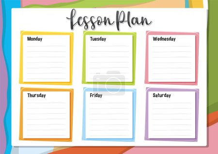 Illustration for A vibrant notepad template for organizing weekly lesson plans - Royalty Free Image