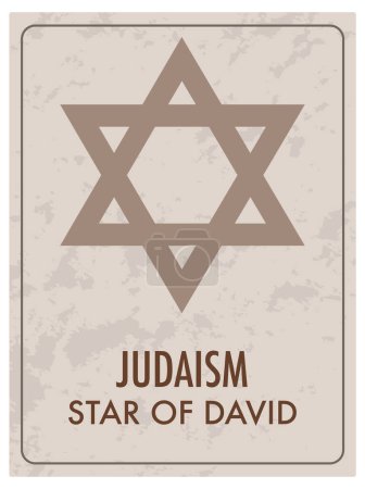 Téléchargez les illustrations : Illustration vectorielle vibrante et ludique d'une étoile juive de David sur une carte de vœux - en licence libre de droit