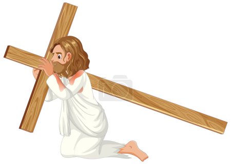 Téléchargez les illustrations : Illustration de Jésus-Christ assis dans une position de prière - en licence libre de droit