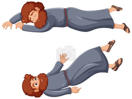 Illustration for A vector cartoon illustration of an ancient Middle East man who is unconscious - Royalty Free Image