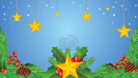 Ilustración de Un árbol de Navidad vibrante y alegre adornado con adornos y estrellas - Imagen libre de derechos