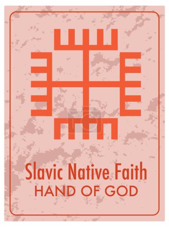 Illustration for A vector cartoon illustration of a red card featuring the Hands of God symbol from Slavic Native Faith - Royalty Free Image