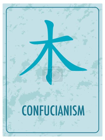 Illustration for Illustration of a blue card featuring the Water Symbol of Confucianism - Royalty Free Image