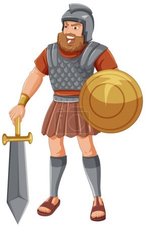 Ilustración de Ilustración de Goliat, el personaje armado de una historia religiosa de la Biblia - Imagen libre de derechos