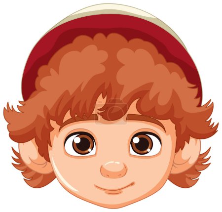 Téléchargez les illustrations : Un garçon roux avec une expression faciale neutre portant un bonnet - en licence libre de droit